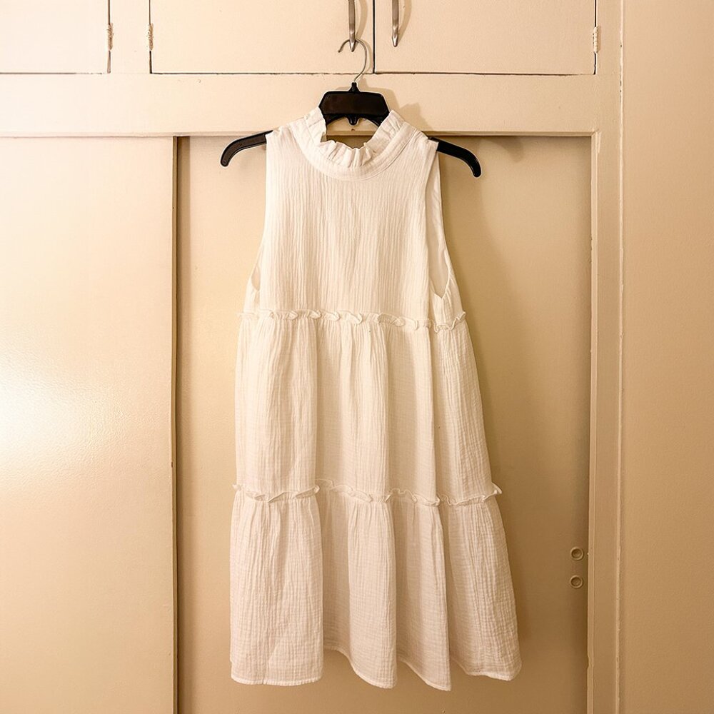 White Lightweight Gauze Morgan Dress - Picture 3 of 5